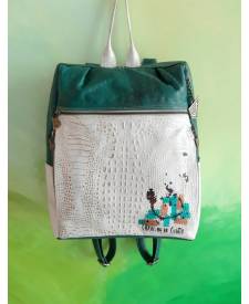 Mochila de cuero Oriana con arte