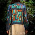 Campera de jean  con arte Turquoise