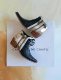 Bota de cuero Eva black con arte 